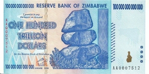 An actually hyperinflated currency, the Zimbabwe dollar was so weak that this is a single note for one hundred TRILLION. The Fed would have to print fifty times as much as it did last fall, in order to match this ONE bill.